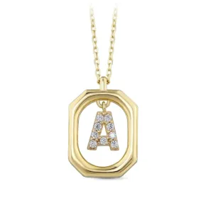 Taşlı Altın A Harf Kolye