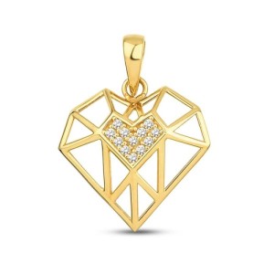 Altın Taşlı Kalp Kolye Ucu