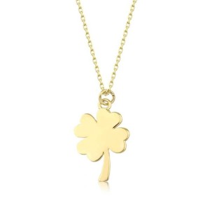 Altın Yonca Plaka Kolye