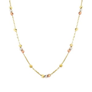 Altın Üç Renkli Top Zincir Kolye