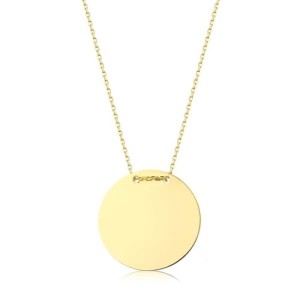 Altın Yuvarlak Plaka Kolye