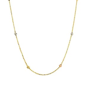 Altın Üç Renk Küçük Top Zincir Kolye