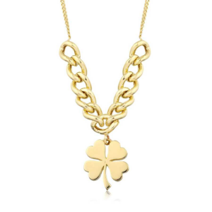 Altın Zincir Detaylı Yonca Kolye