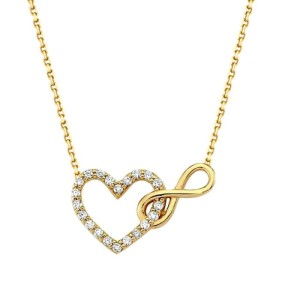 Altın Sonsuzluk ve Kalp Kolye
