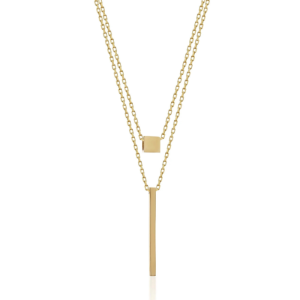 Altın Küp ve Çubuk İkili Kolye